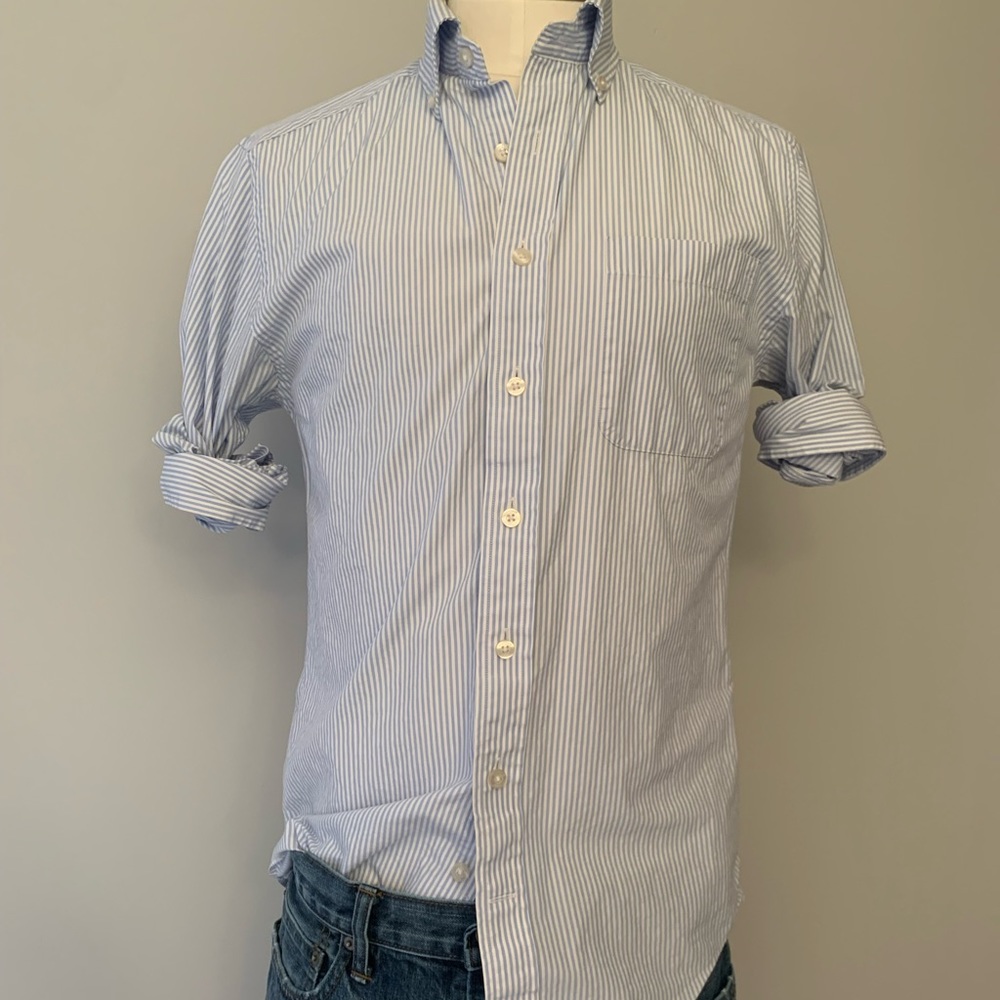 100% poplin button down vertical stripes Murray shirt